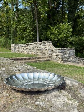 Silver Scalloped Metal Serving Bowl - Classic Home Dining